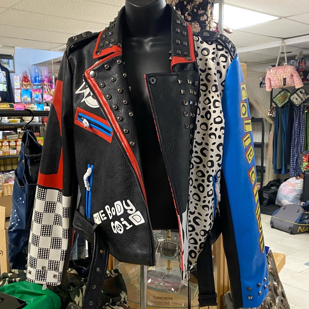 Robert Phillipe leather motorcycle biker jacket w spikes & studs. BNWT.